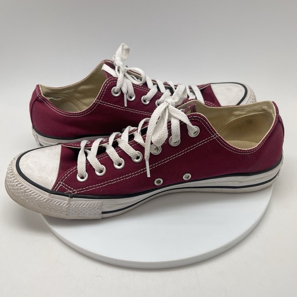 Converse All Star Sneakers Mens 11 Low Top Burgundy Canvas Casual Shoes M9691 - Picture 7 of 10